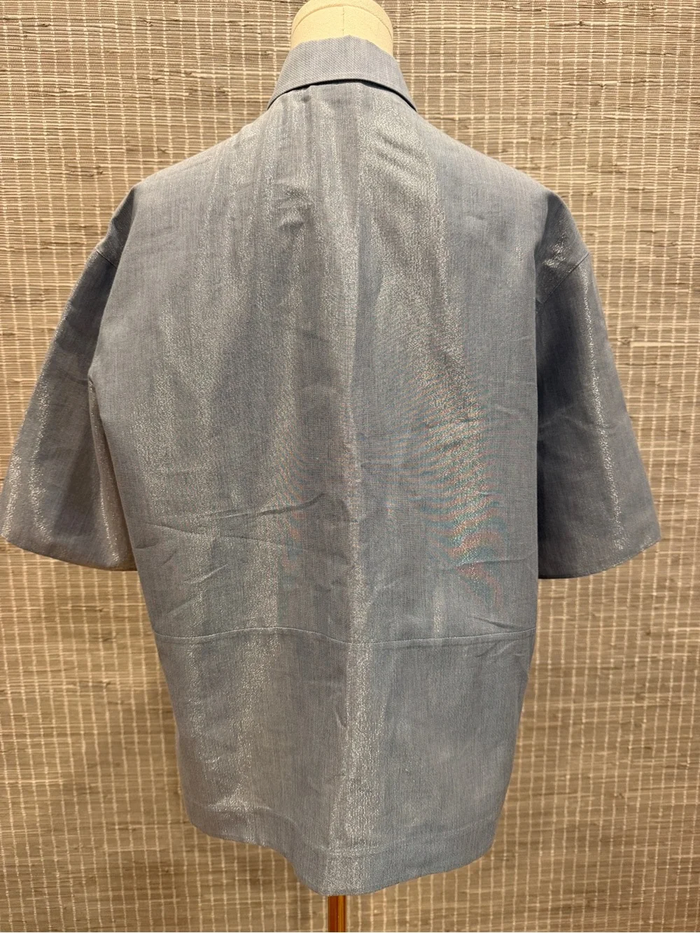AKRIS PUNTO Baby Blue Short Sleeve Button Down Shirt